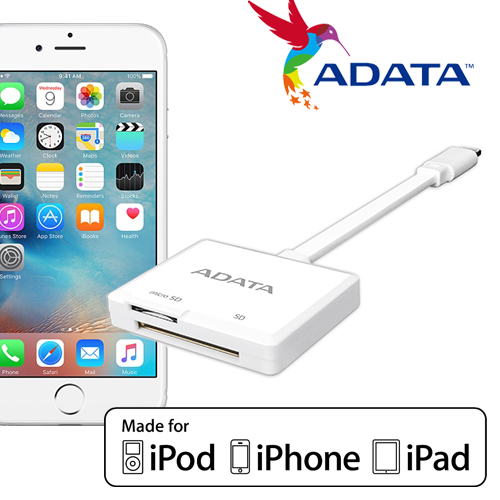 ADATA 威剛 MFi認證 雙向 Lightning iPhone讀卡機 iOS 可讀SD microSD