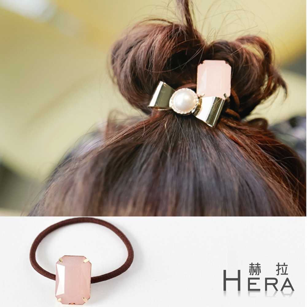 【Hera】赫拉 果凍感方塊寶石髮圈/髮束(粉色)