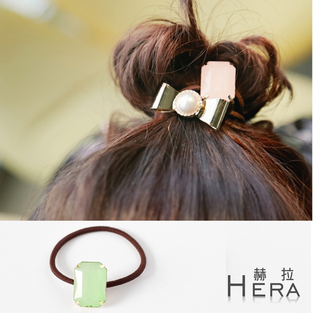 【Hera】赫拉 果凍感方塊寶石髮圈/髮束(綠色)