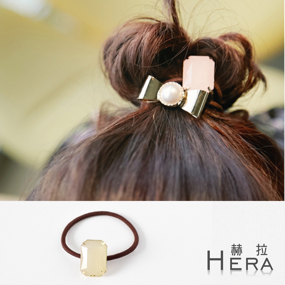 【Hera】赫拉 果凍感方塊寶石髮圈/髮束(杏色)