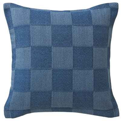 [MUJI無印良品]有機棉格綾織抱枕套/藍色