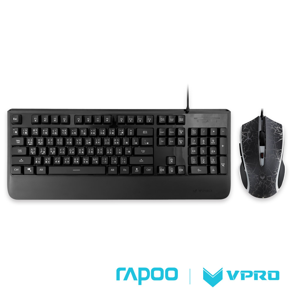 雷柏 RAPOO VPRO V110炫彩背光電競鍵盤滑鼠組黑