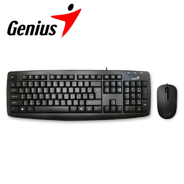 Genius 昆盈KM-130防潑濺質感鍵盤滑鼠組 黑(KB-130-BK)