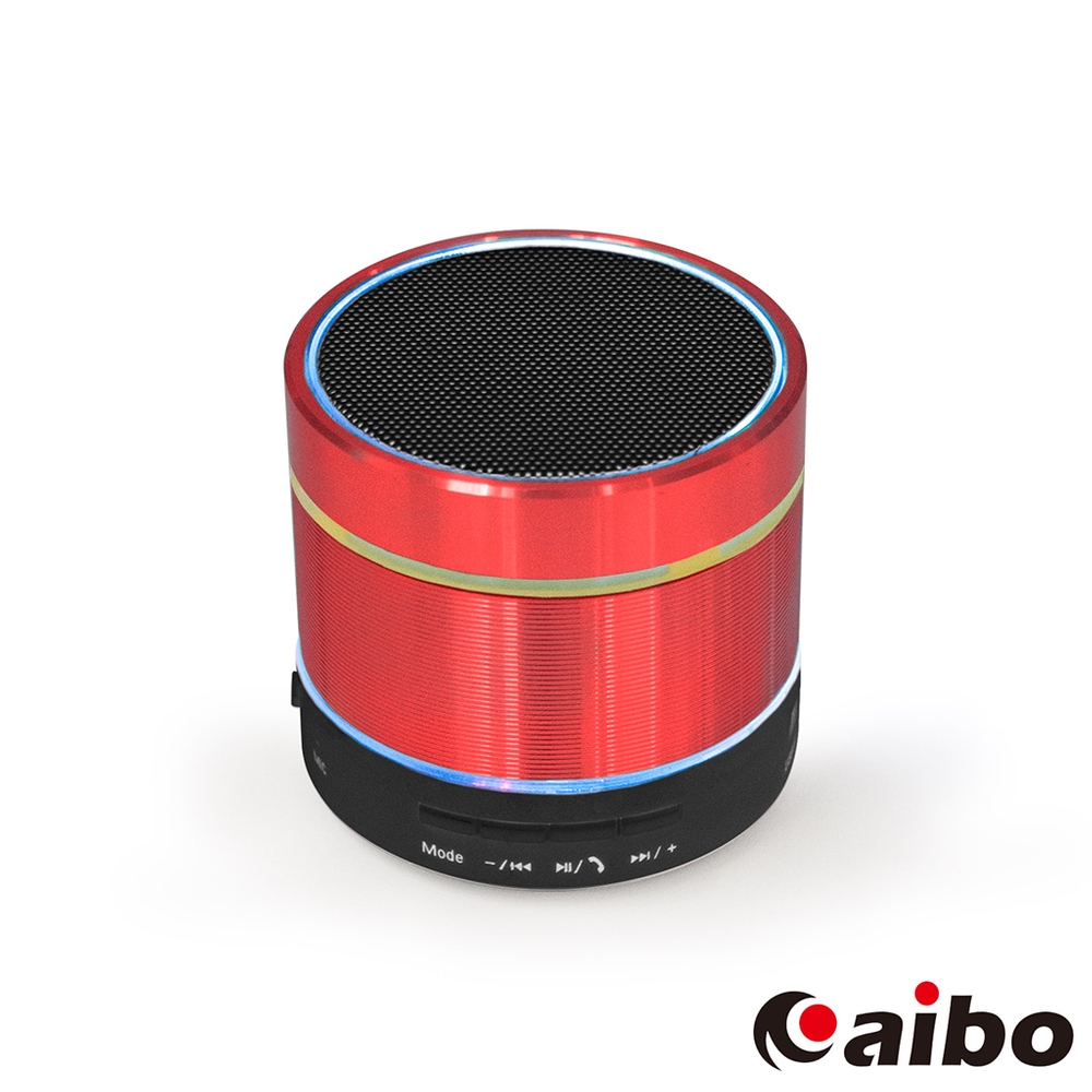 aibo iColor 金屬螺紋 立體聲迷你藍牙喇叭(可插卡/隨身碟)紅色