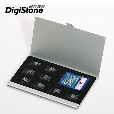 DigiStone 超薄型Slim鋁合金 多功能記憶卡收納盒(1SD+8TF)X1P-時尚黑色