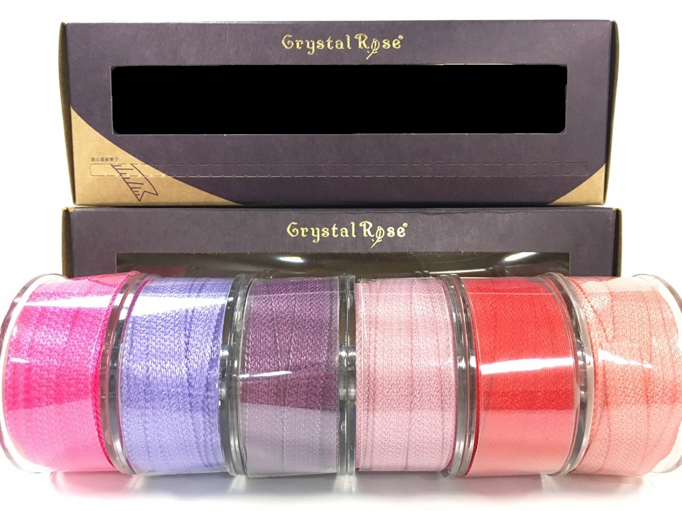 【Crystal Rose緞帶專賣店】Petals緞帶刺繡 - 8mm編織羅紋帶盒裝6入(花瓣色系)