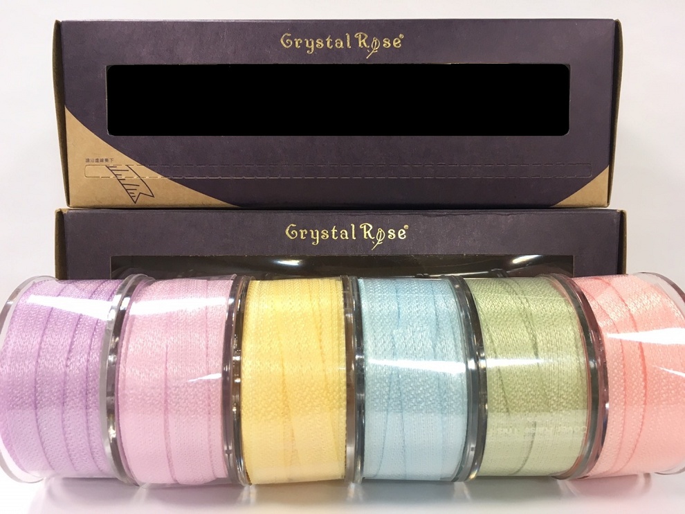 【Crystal Rose緞帶專賣店】Petals緞帶刺繡 - 8mm編織羅紋帶盒裝6入(輕柔色系)
