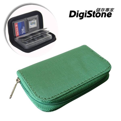 DigiStone 22片裝多功能記憶卡收納包(18SD+4CF)-綠X1P【防震/防潑水】【EVA防靜電材質】