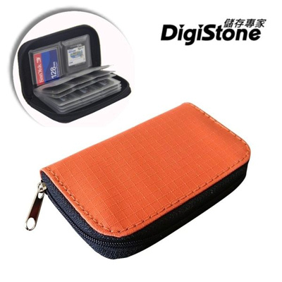 DigiStone 22片裝多功能記憶卡收納包(18SD+4CF)-橙X1P【防震/防潑水】【EVA防靜電材質】