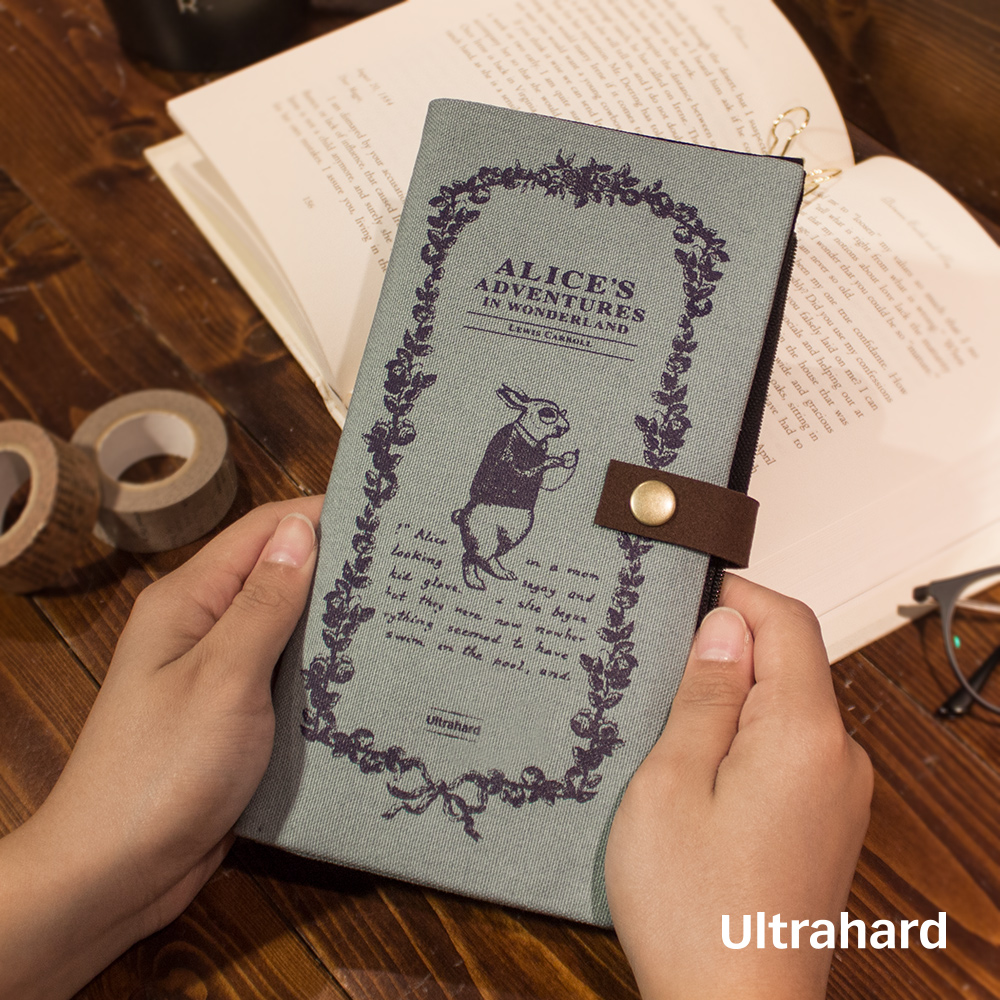 Ultrahard Bookplate 藏書票兩用筆袋系列-愛麗絲夢遊仙境(水藍)