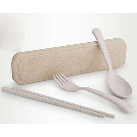 自然環保小麥桔桿勺筷叉套裝組北歐米