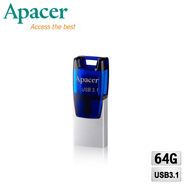 Apacer宇瞻 AH179 64GB USB3.1 OTG雙介面 高速隨身碟