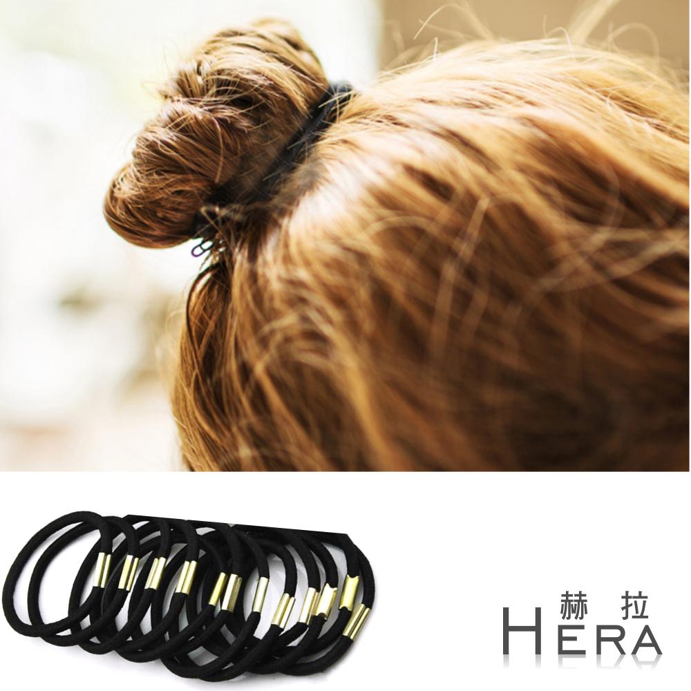 【Hera】赫拉 純色高彈力帶扣髮圈/髮束(十入組)(黑色)