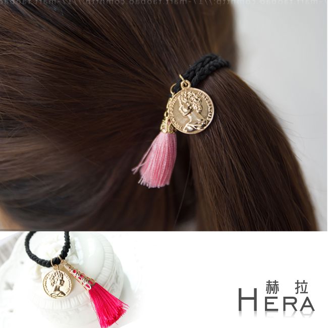 【Hera】赫拉 流蘇硬幣麻花編織髮圈/髮束-3色(紅色)