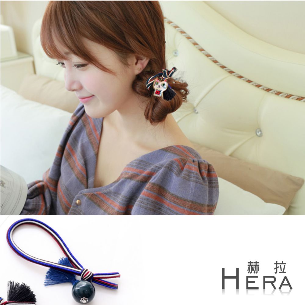 【Hera】赫拉 英倫風彩色條紋流蘇球球髮圈/髮束-四款(綠色球)
