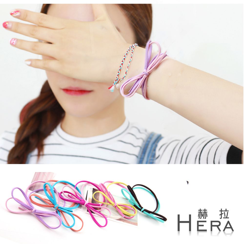 【Hera】赫拉 手工蝴蝶結二用手圈/髮圈/髮束(五入組)-雙色款