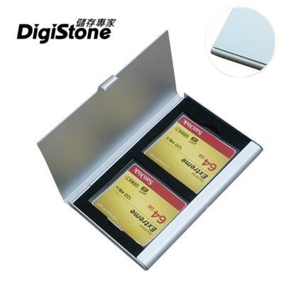 DigiStone 2片裝 超薄型Slim鋁合金 多功能記憶卡收納盒(2CF)X1P【鋁合金外殼】【防靜電EVA】