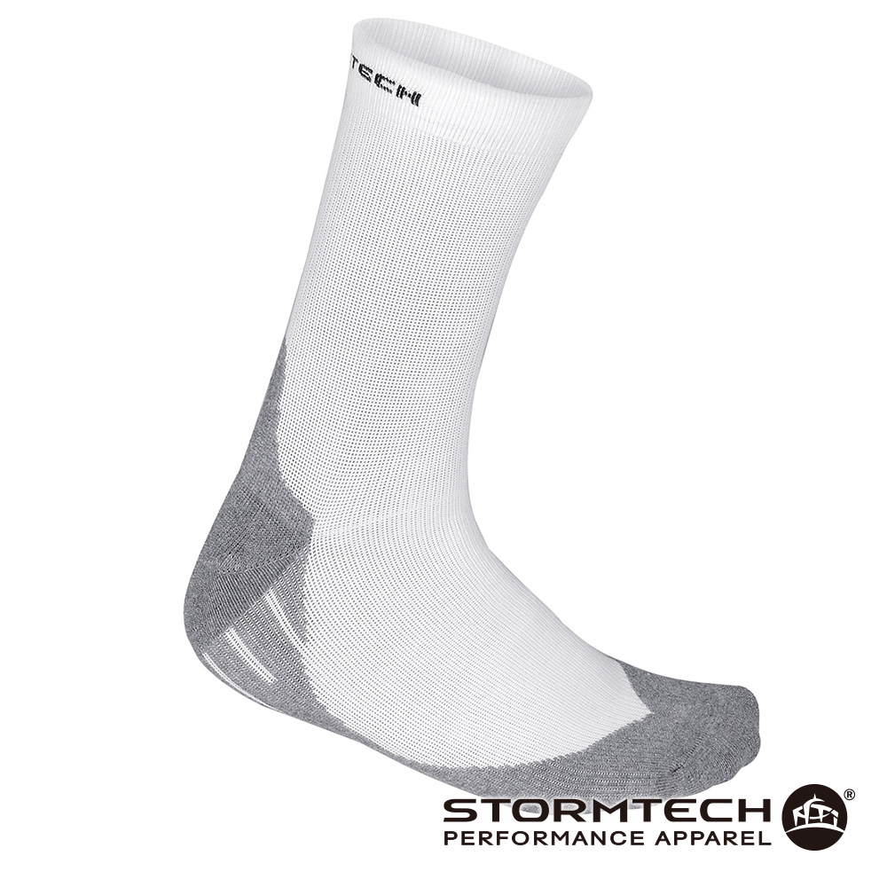 【加拿大STORMTECH】SSC-1 緩震支撐型中筒機能襪-男白灰