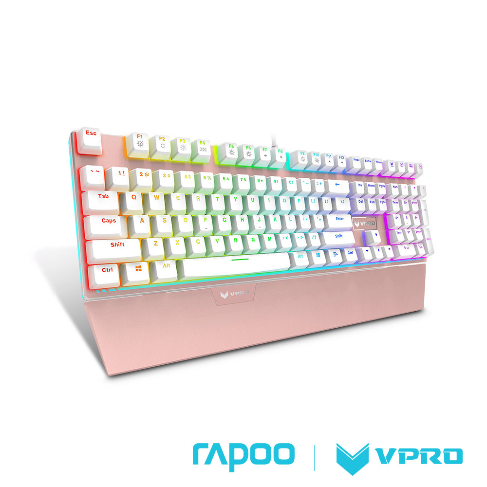 雷柏 RAPOO VPRO V720(青軸)全彩RGB背光機械遊戲鍵盤玫瑰金