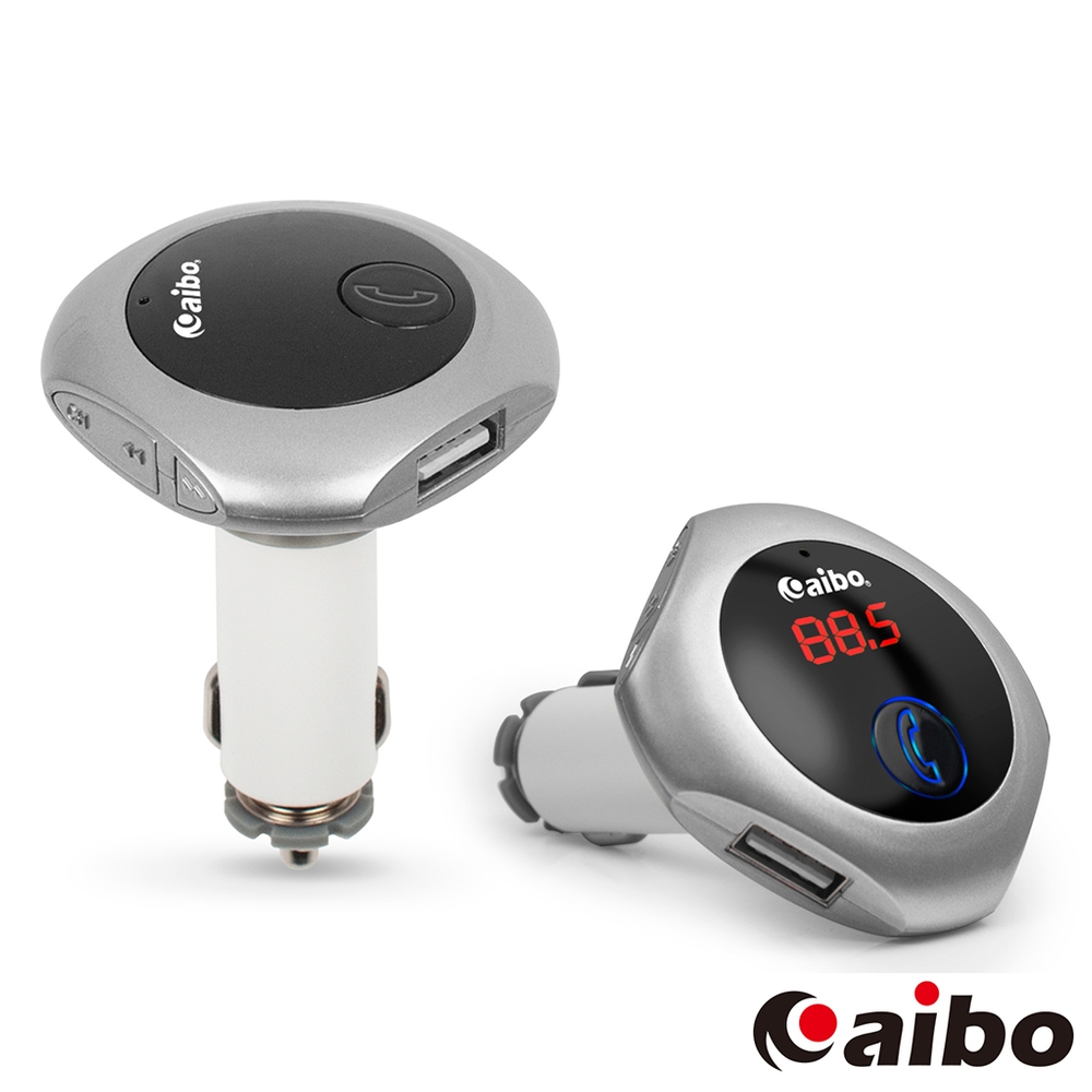 aibo Q7 車用藍牙音樂FM播放發射器(免持通話/MP3播放)銀色