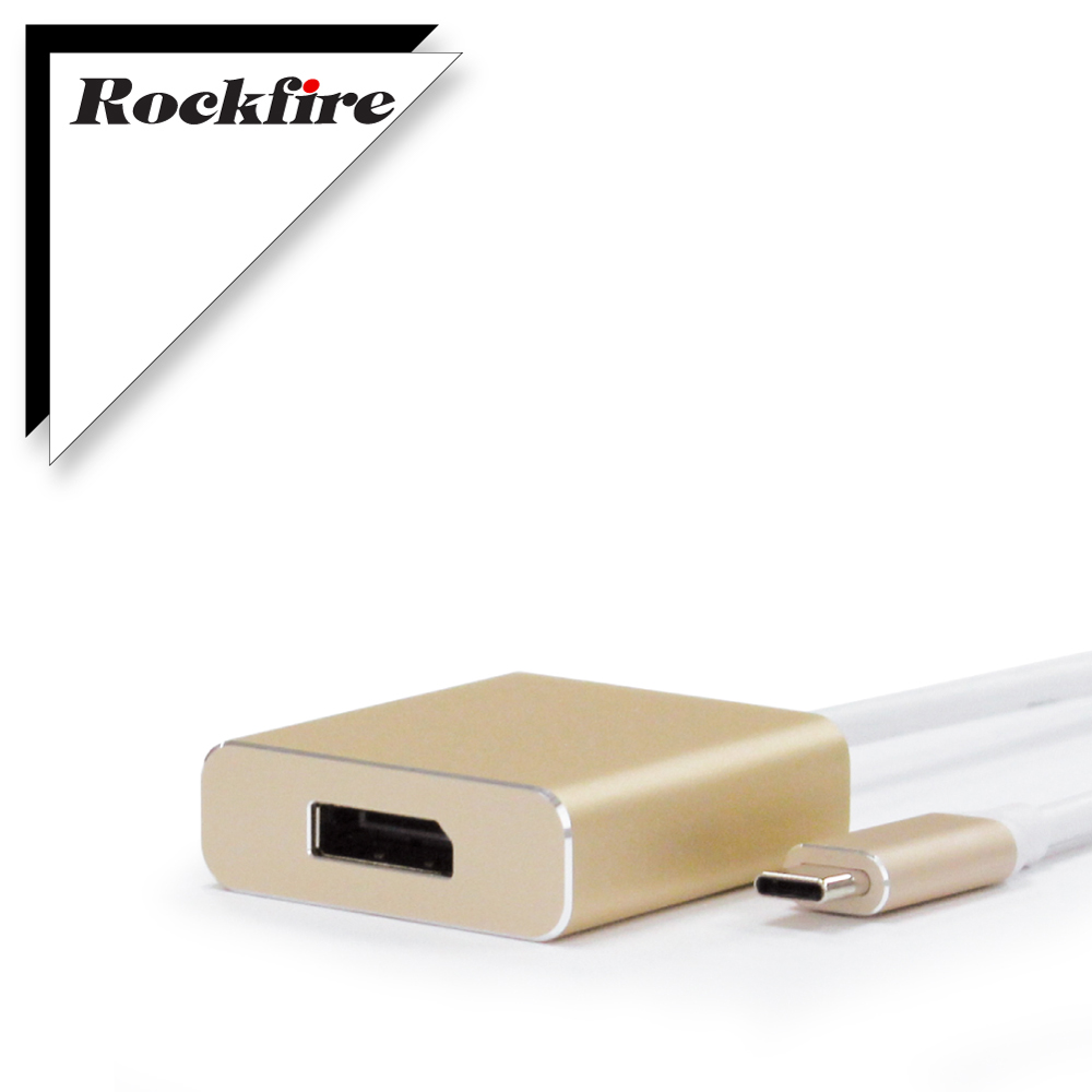 Rockfire USB3.1 Type-C轉 DP高畫質影像轉接線金色
