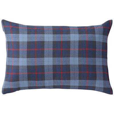 [MUJI無印良品]有機棉法蘭絨枕套/50深藍格紋