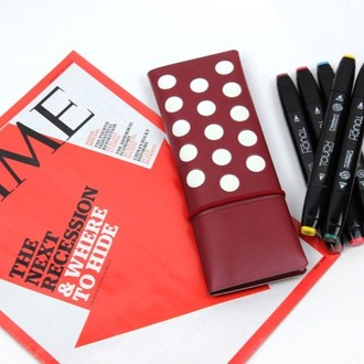 【FENICE】點點造型對開筆袋-紅  生活便利好幫手!!紅色