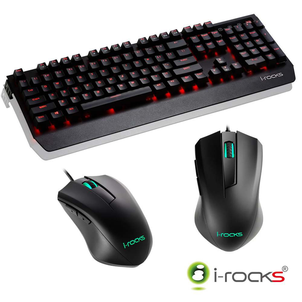 i-Rocks K60M機械式鍵盤-黑+M09遊戲滑鼠