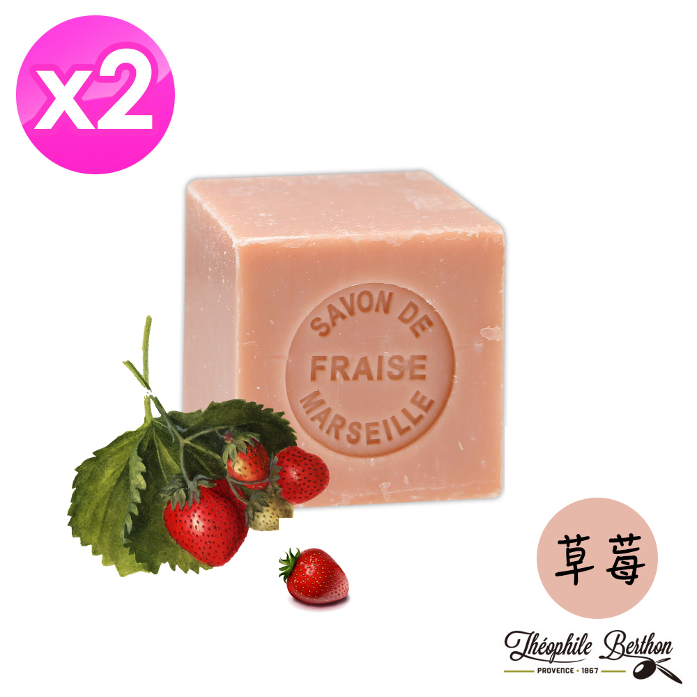 【超值2入】法國Theophile Berthon戴奧飛波登方塊馬賽皂(草莓香) 100g