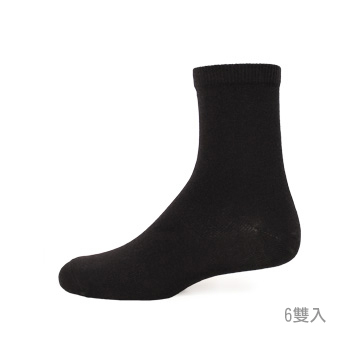 【 PULO 】素色純棉細針短襪-M-黑-6入組