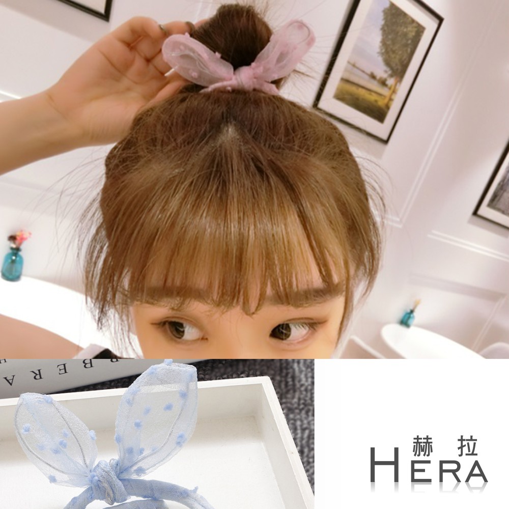 【Hera】赫拉 兔耳朵花苞頭/丸子頭盤髮髮棒(八款)水藍色網紗