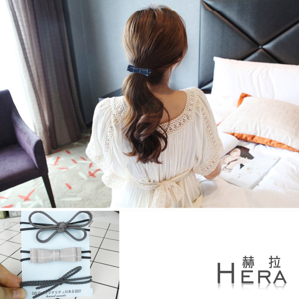 【Hera】赫拉 手工牛仔丹寧蝴蝶結/髮圈/髮束(三入組)灰色