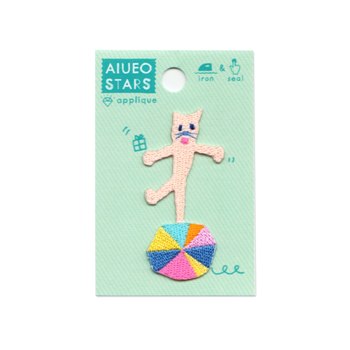【AIUEO】童繪刺繡貼片_STARS(站在石上的貓)