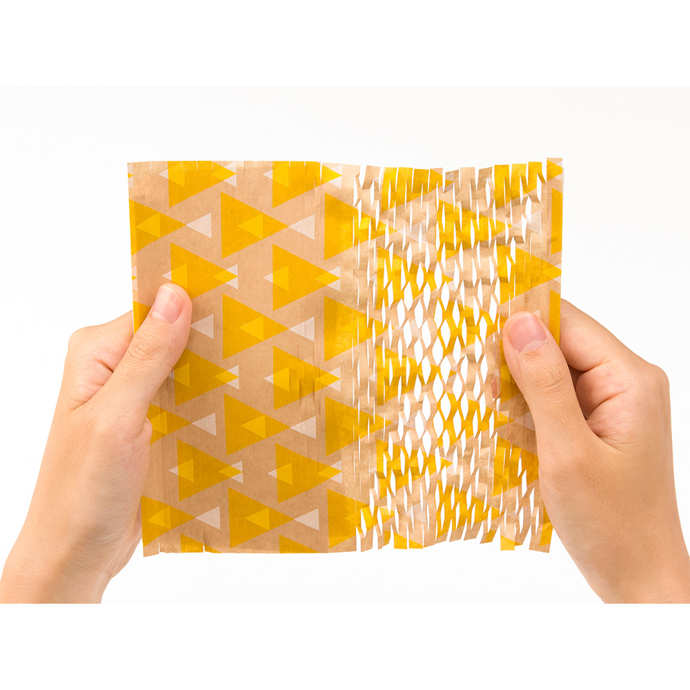 MIDORI Chotto花紋彈性包裝紙-黃三角