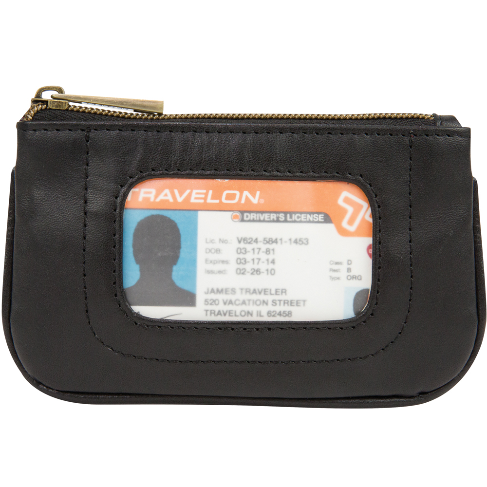 《TRAVELON》RFID繽紛雙層防搶零錢包(黑)