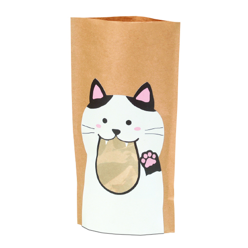【TSUTSUMU】愛吃鬼動物包裝紙袋(5入)_黑白貓