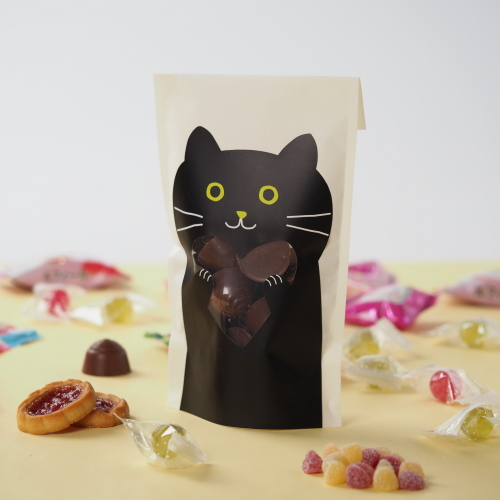 【TSUTSUMU】愛吃鬼動物包裝紙袋(5入)_黑貓