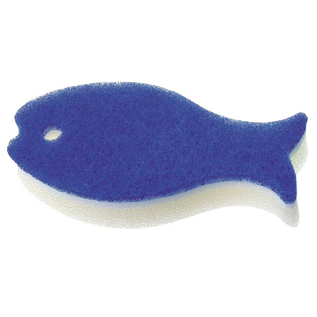 【MARNA】超可愛 ~ 小魚造型清潔海綿【三層構造！】藍