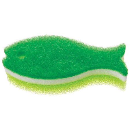 【MARNA】超可愛 ~ 小魚造型清潔海綿【三層構造！】綠