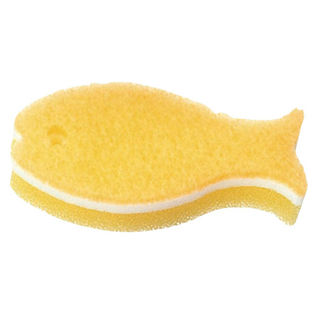 【MARNA】超可愛 ~ 小魚造型清潔海綿【三層構造！】黃