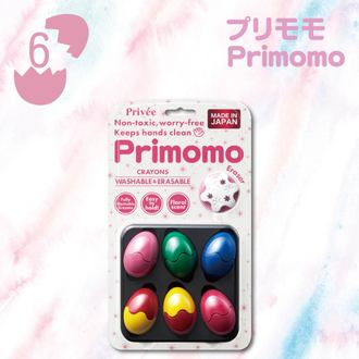 【Primomo】普麗貓趣味蠟筆(蛋殼型)6色-附橡皮擦