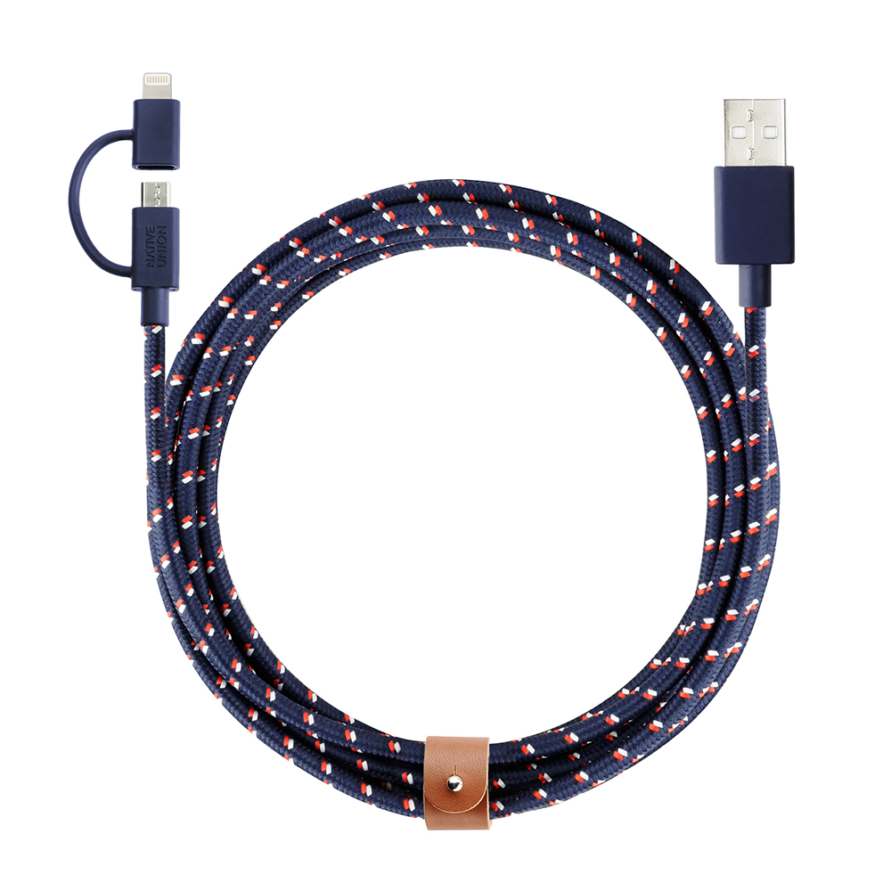【Native Union】Belt Cable雙頭充電傳輸線Lightning+Android/2M(海軍藍)