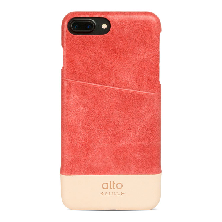 alto iPhone 7 Plus 真皮手機殼背蓋， Metro - 珊瑚紅/本色