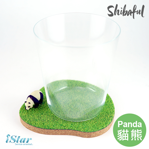 【Shibaful】-草地小島動物杯墊-貓熊貓熊