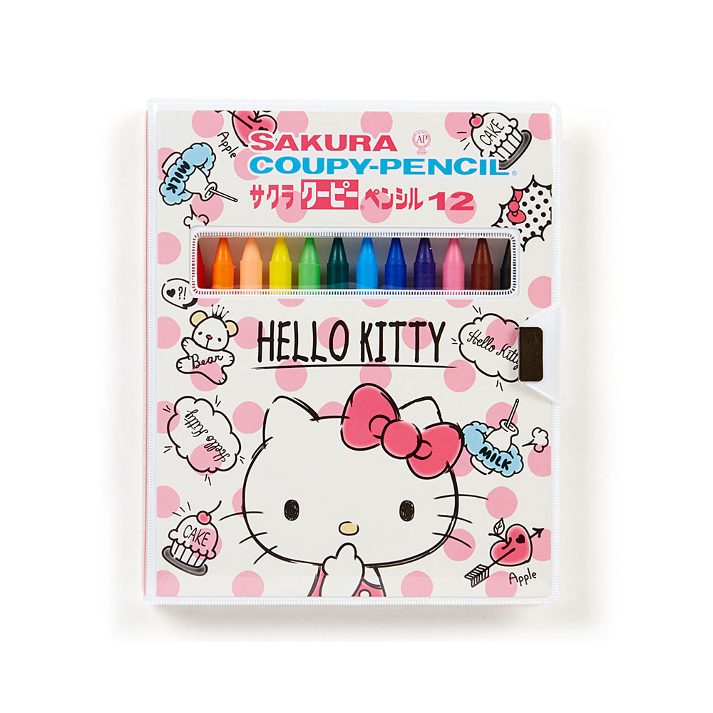 《Sanrio》HELLO KITTY*SARURA 12色蠟鉛筆組(俏皮甜點)