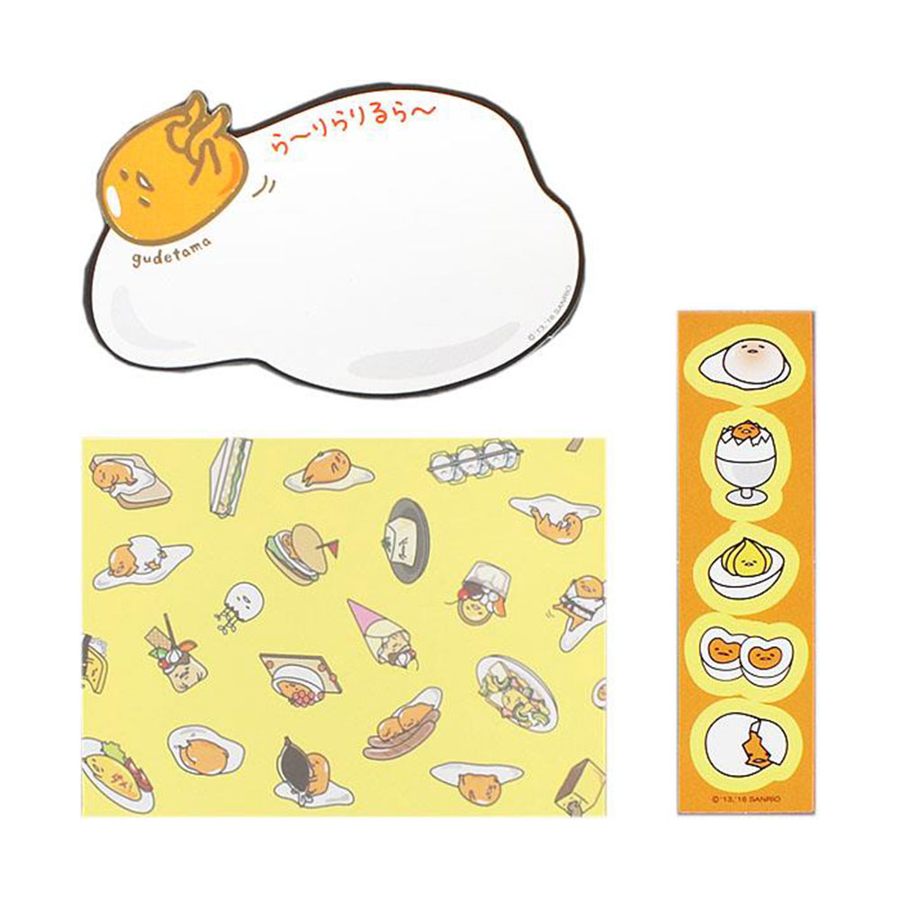 《Sanrio》蛋黃哥金邊鑲飾留言小卡附信封(慵懶滾滾)