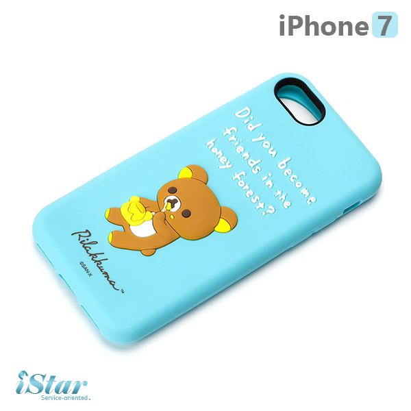 【日本 PGA-iJacket】iPhone7 正版San-X 3D浮雕矽膠保護殼 保護套 拉拉熊系列-懶熊愛蜂蜜