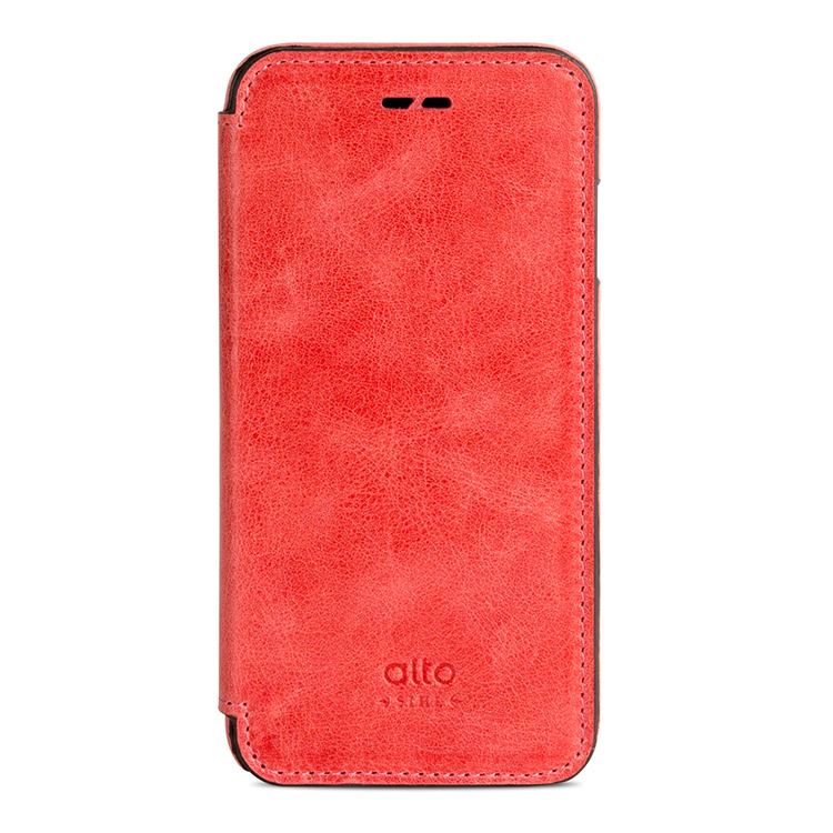 alto iPhone 7 (4.7吋) 側翻式皮革手機套，Foglia - 珊瑚紅