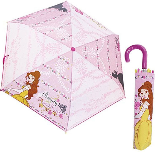 【日本進口正版】迪士尼 公主 輕量型 雨傘/折疊傘 附傘套 Disney -90174款