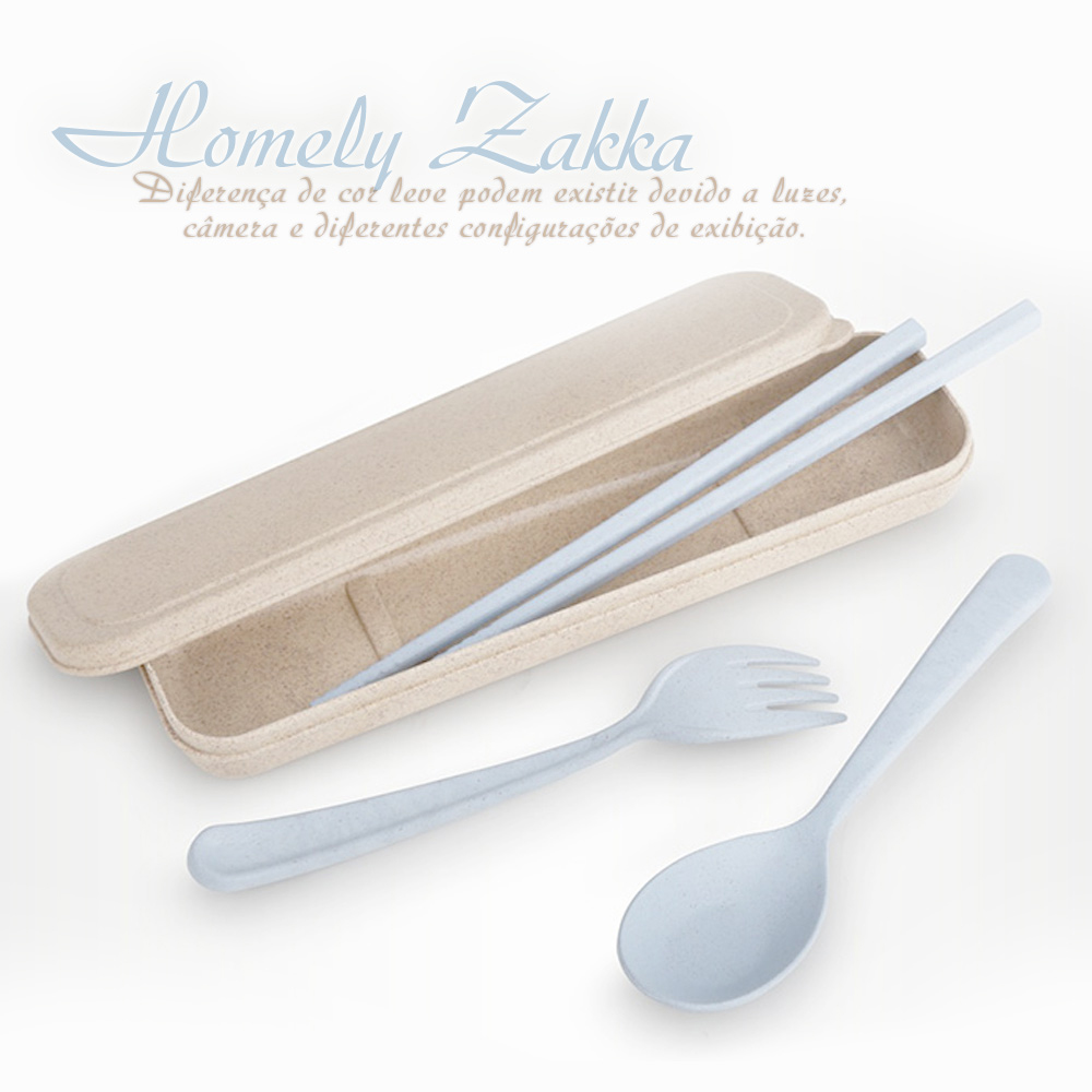 【Homely Zakka】麥趣食光健康環保小麥隨身餐具組(天空藍)